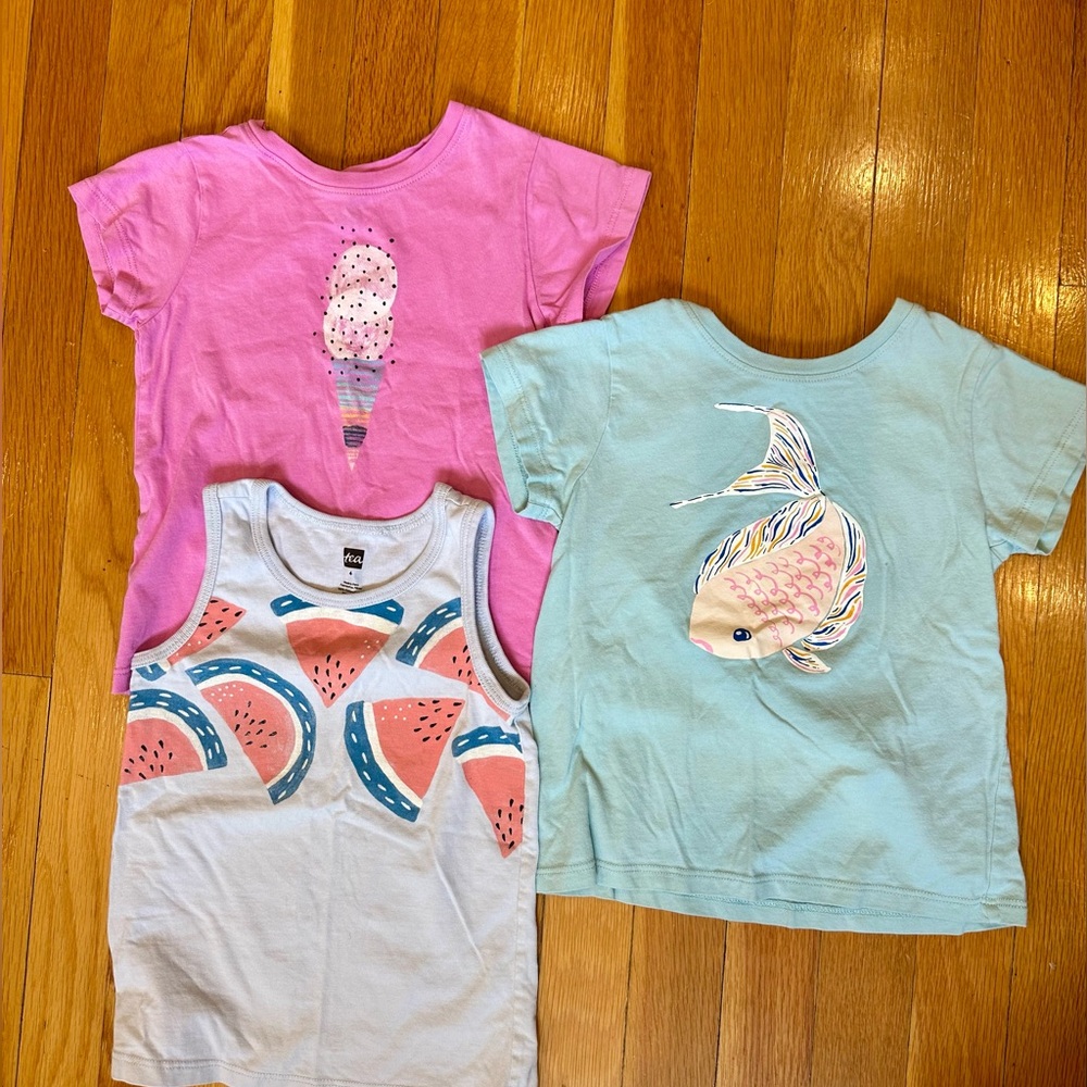 Tea Collection Girls Short Sleeve & Tank Top Set - Pink, Light Blue, Size 4